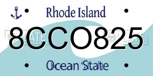8CCO825 Rhode Island License Plate