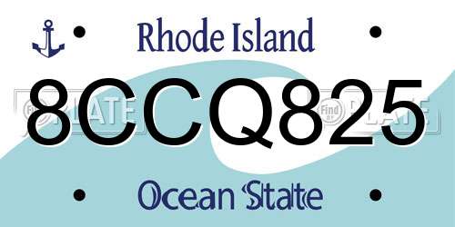 8CCQ825 Rhode Island License Plate