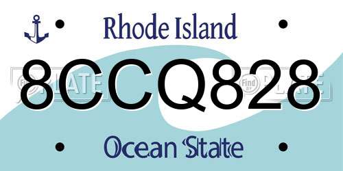 8CCQ828 Rhode Island License Plate
