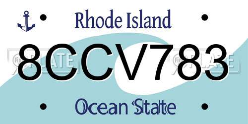 8CCV783 Rhode Island License Plate