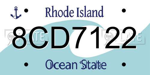 8CD7122 Rhode Island License Plate