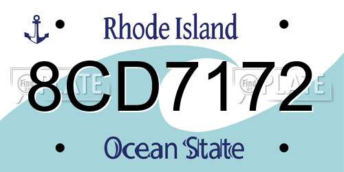 8CD7172 Rhode Island License Plate