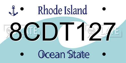 8CDT127 Rhode Island License Plate