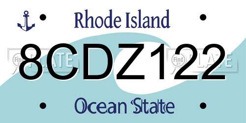 8CDZ122 Rhode Island License Plate