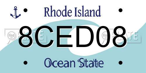 8CED08 Rhode Island License Plate
