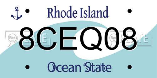 8CEQ08 Rhode Island License Plate