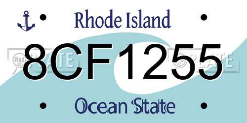 8CF1255 Rhode Island License Plate