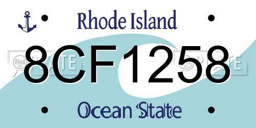 8CF1258 Rhode Island License Plate