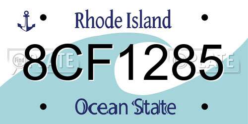 8CF1285 Rhode Island License Plate