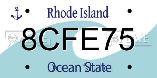 8CFE75 Rhode Island License Plate