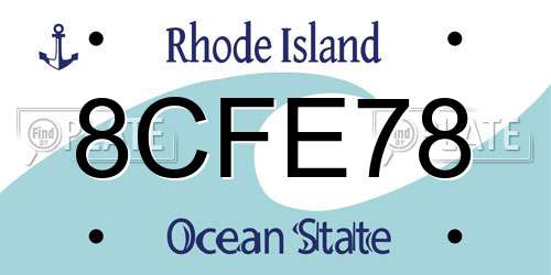 8CFE78 Rhode Island License Plate