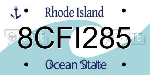 8CFI285 Rhode Island License Plate