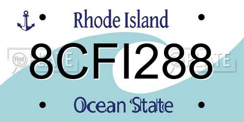 8CFI288 Rhode Island License Plate