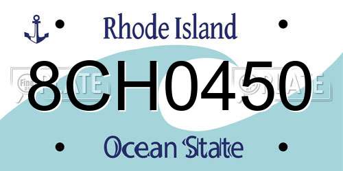 8CH0450 Rhode Island License Plate