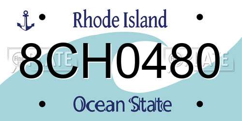 8CH0480 Rhode Island License Plate