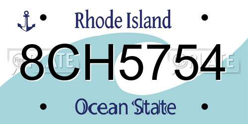 8CH5754 Rhode Island License Plate