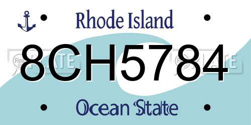 8CH5784 Rhode Island License Plate