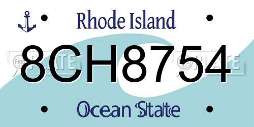 8CH8754 Rhode Island License Plate