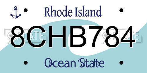 8CHB784 Rhode Island License Plate