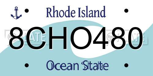 8CHO480 Rhode Island License Plate