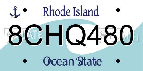 8CHQ480 Rhode Island License Plate