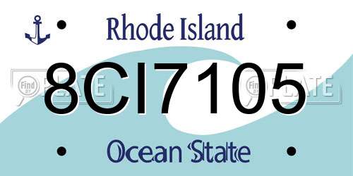 8CI7105 Rhode Island License Plate