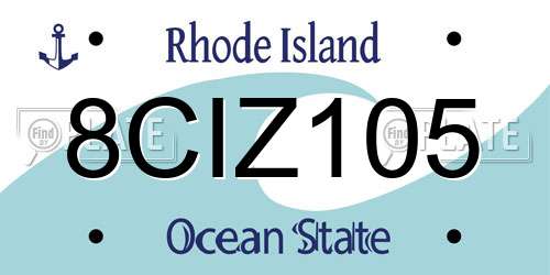 8CIZ105 Rhode Island License Plate
