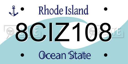 8CIZ108 Rhode Island License Plate