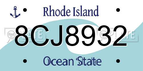 8CJ8932 Rhode Island License Plate