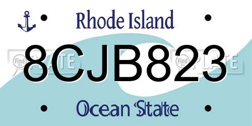 8CJB823 Rhode Island License Plate