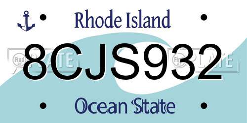 8CJS932 Rhode Island License Plate