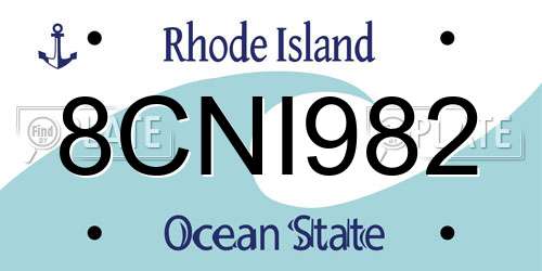 8CNI982 Rhode Island License Plate