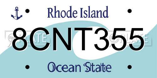 8CNT355 Rhode Island License Plate