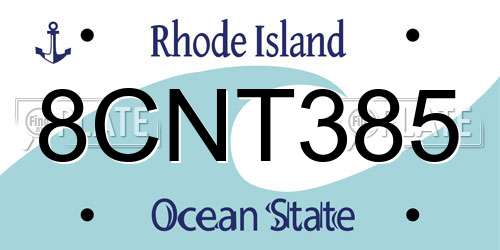 8CNT385 Rhode Island License Plate