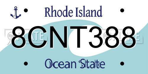 8CNT388 Rhode Island License Plate