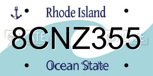 8CNZ355 Rhode Island License Plate