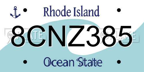 8CNZ385 Rhode Island License Plate