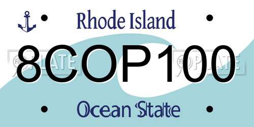 8COP100 Rhode Island License Plate