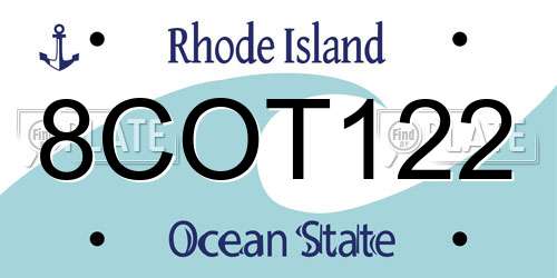 8COT122 Rhode Island License Plate