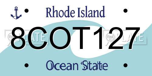 8COT127 Rhode Island License Plate