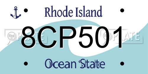 8CP501 Rhode Island License Plate