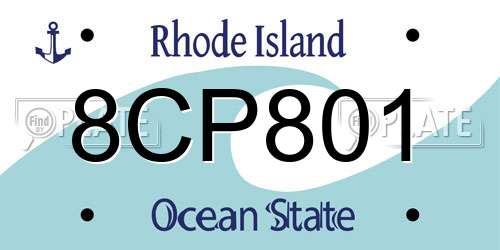 8CP801 Rhode Island License Plate