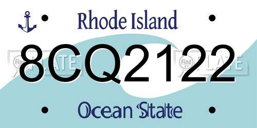8CQ2122 Rhode Island License Plate