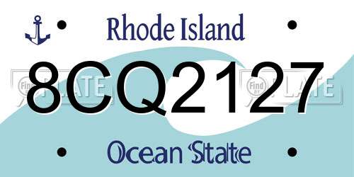 8CQ2127 Rhode Island License Plate