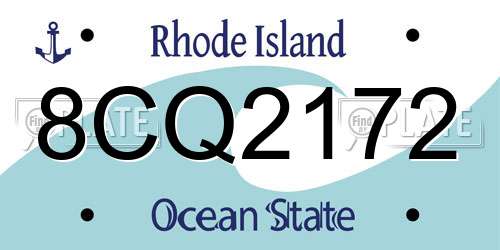 8CQ2172 Rhode Island License Plate