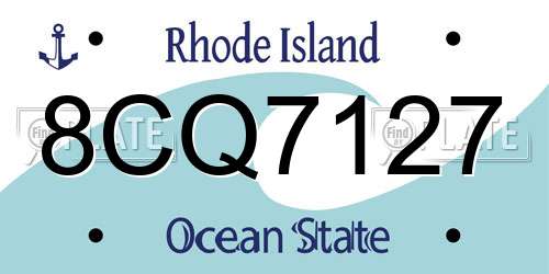 8CQ7127 Rhode Island License Plate