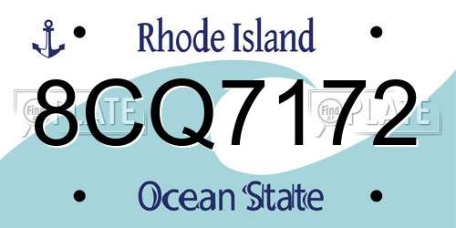 8CQ7172 Rhode Island License Plate