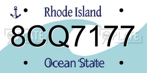 8CQ7177 Rhode Island License Plate