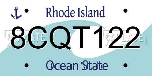 8CQT122 Rhode Island License Plate