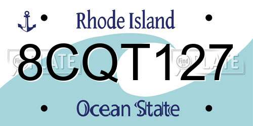 8CQT127 Rhode Island License Plate